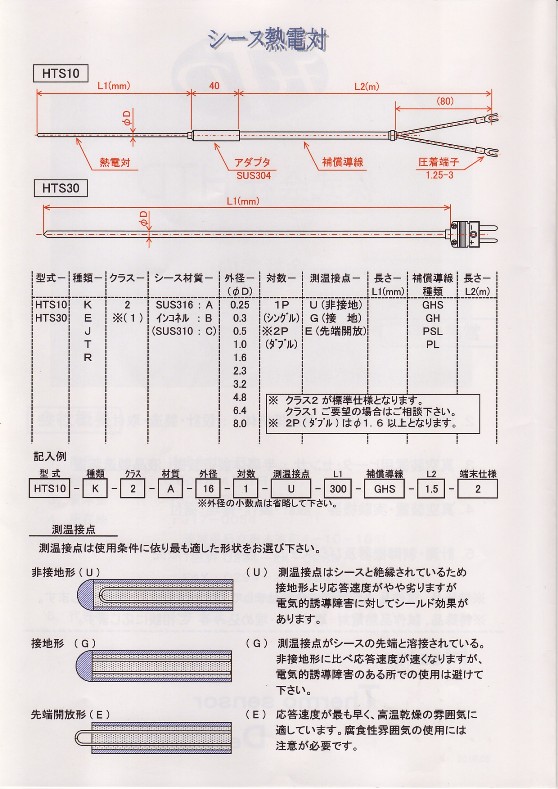 シース熱伝対