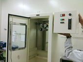 「キャビネット+制御盤」ガス漏洩検知器+ボンベ緊急遮断連動制御盤